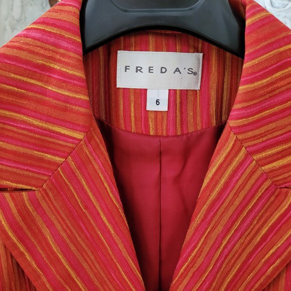 SOLD - Freda's Striped Long Jacket US 6 - Picture 2 of 9